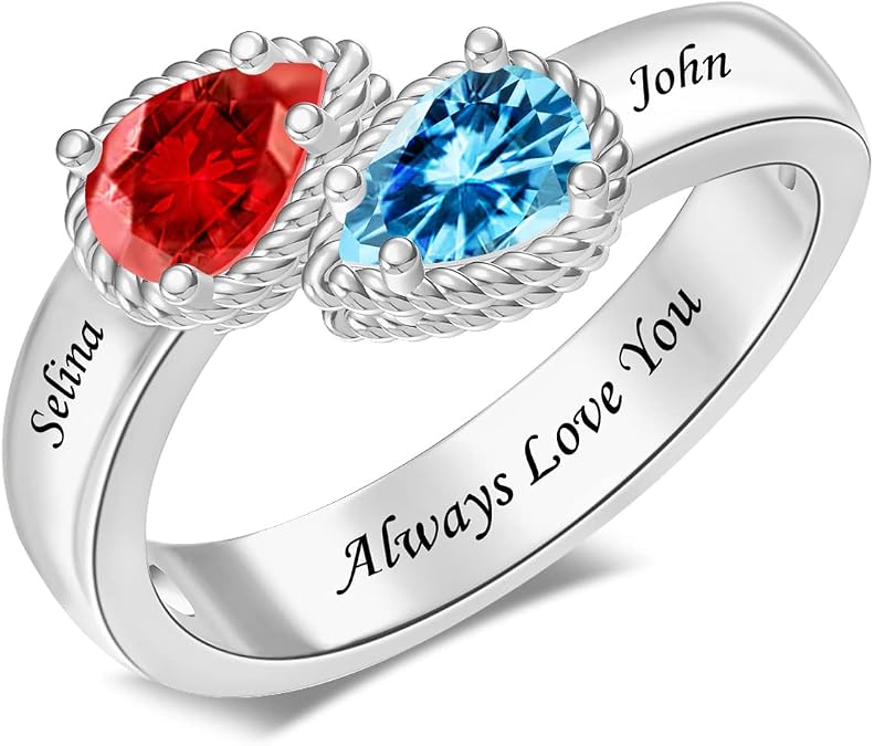 Personalized Mothers Ring for Mom with 2-5 Birthstones