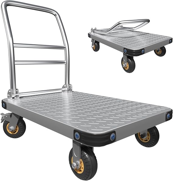 4 Wheel Heavy Duty Trolley 1000 kg Capacity, Folds for Storage