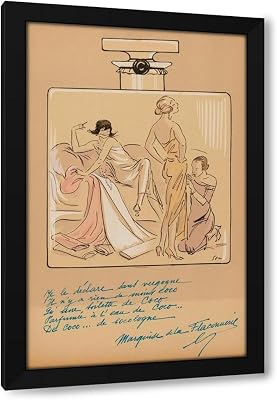 Georges Goursat Sem 30x48 Huge Black Modern Framed Art Print Titled: Perfume Bottle, Coco Chanel 1923