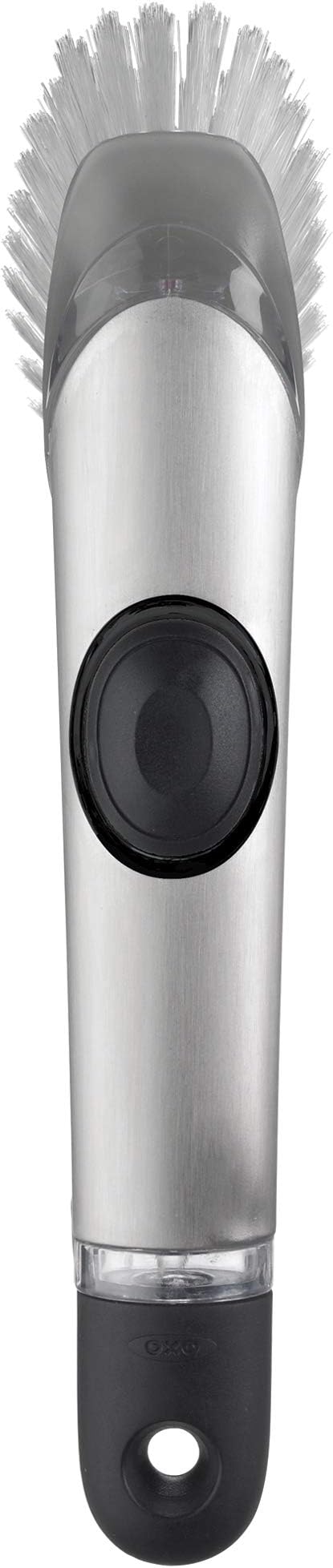 OXO Steel Soap Dispensing Dish Brush, Dish Brush with Handle for Pans, Sink