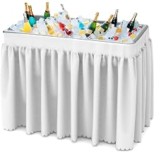 AS Folding Ice Cooler Table with Skirt & Drain Hose, Portable Foldable Beverage Cooling Bar - Chill & Serve Drinks for Outdoor Parties, BBQ, Picnics, Fishing (White)
