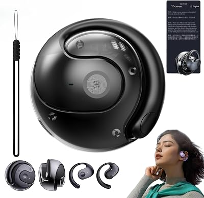 Spanish English Translator Headphones, Auriculares Traductores De Idiomas, Hy-T26 Pro Language Translator, Wireless Bluetooth Translator Earbuds, Supports 75 Languages Black