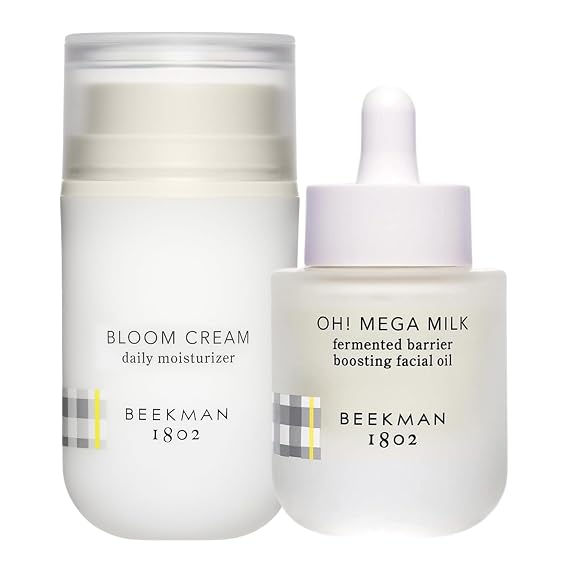 Beekman 1802 Bloom Cream Daily Face Moisturizer (1.69 oz) + Oh! Mega Milky Oil Facial Oil (1 fl oz) Hydrating Duo for Radiance & Sensitive Skin Cruelty Free Packaging May Vary