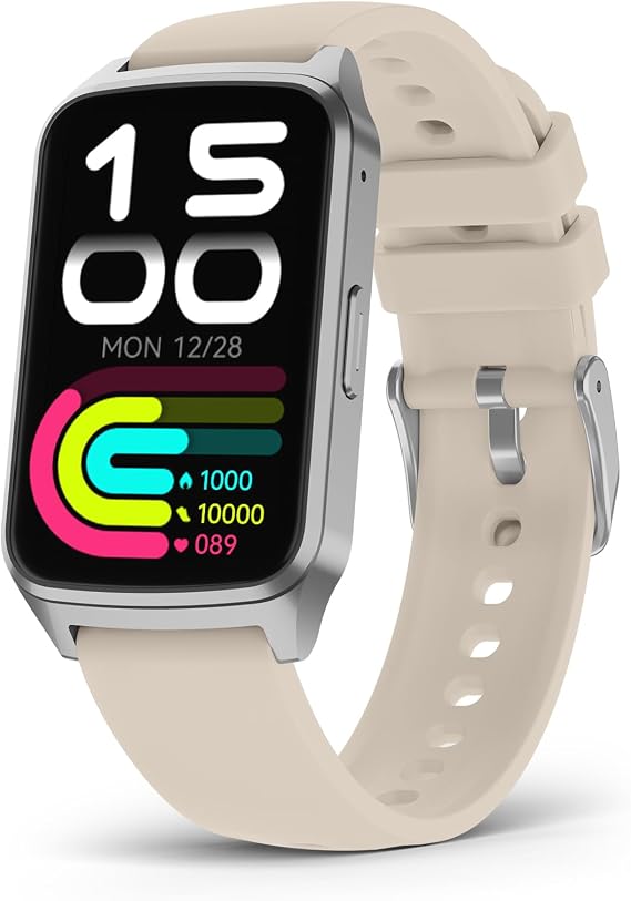 Smart Watch Fitness Tracker with 24/7 Sleep Monitor, 110+ Sports Modes, Step Calorie Counter Pedometer IP68 Waterproof (Beige, 1.57)