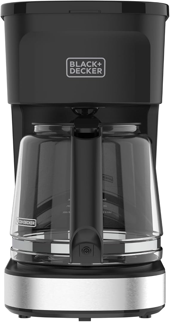 BLACK+DECKER CAFECRAFT 12-Cup Coffee Maker, One-Switch Drip Coffeemaker with Vortex Showerhead Technology, Sneak-A-Cup, Keep Warm Function, Stainless Steel