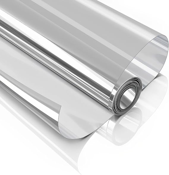 TOYOCO Window Film Privacy One Way Daytime Window Tint Static Cling Sun Blocking Heat Control Anti UV and Scratch Resistant Reflective Window Tinting Film for Home Office Sliver 17.5in x 6.5ft, 5% VLT