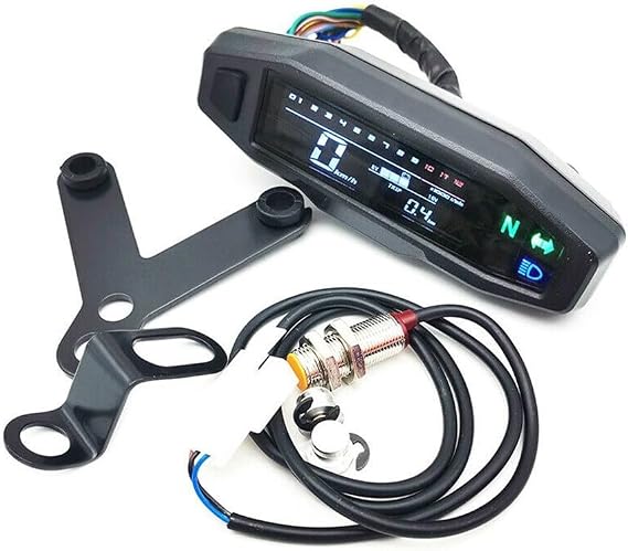 LCD Digital Motorcycle Speedometer Odometer Tachometer Gauge with Bracket for Bike 199km/h Max