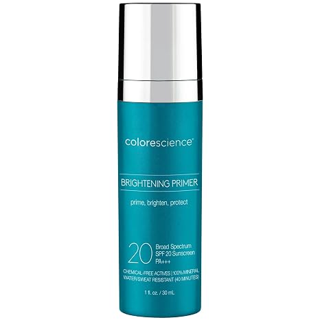 Colorescience, Brightening Primer, SPF 20, Unscented, 1 Fl Oz | Water Resistant Mineral Sunscreen