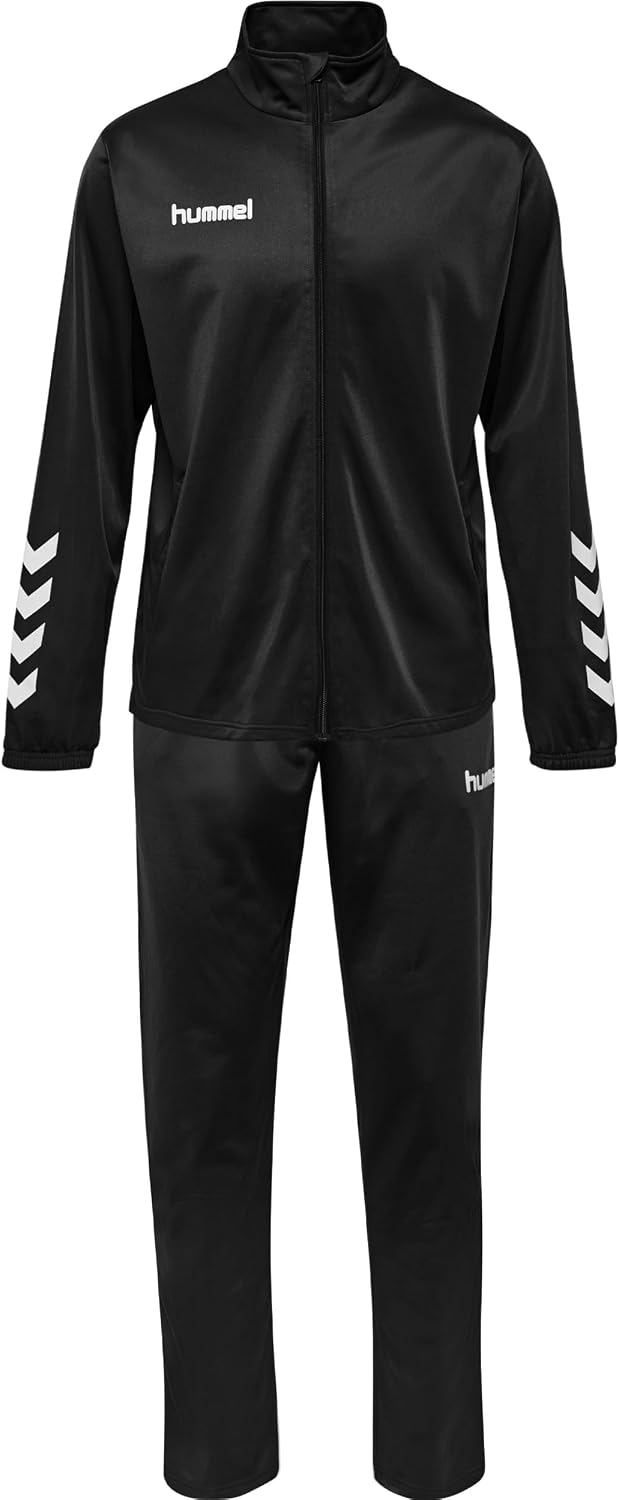 hummel Promo Poly Suit Men's Tracksuit Sports Suit & Leisure Suit 2-Piece Jogging Suit with Jogging Bottoms & Training Jacket Made of 100% Polyester with Smooth Surface
