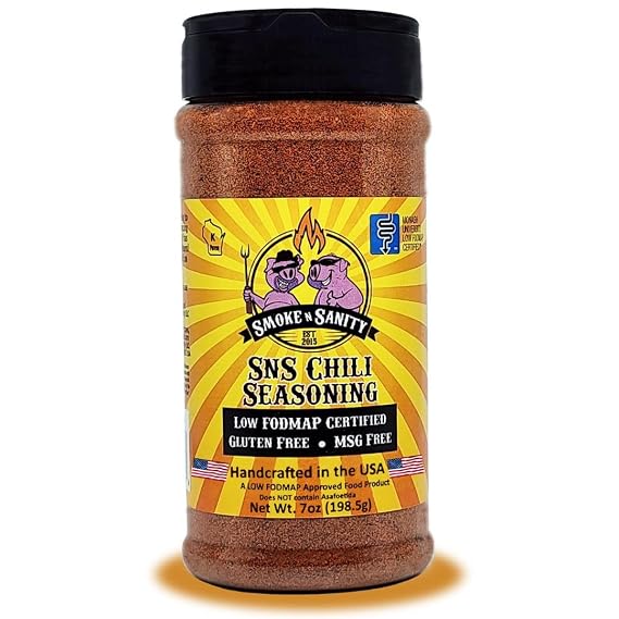 Smoke n Sanity SnS Chili Seasoning, Low FODMAP, 7.0 oz Shaker