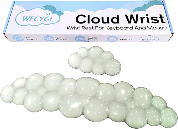 Gel Cloud Wrist Rest for Keyboard and Mouse Gradient Green Clear Keyboard Wrist Rest Transparent Ergonomic Cute Mouse Wrist Pad Silicone Non-Slip Wrist Pad for Computer Gaming Laptop Home Office