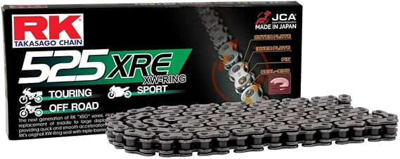 RK Racing Chain 525XRE-118 Steel 118 Link XW-Ring Chain with Connecting Link
