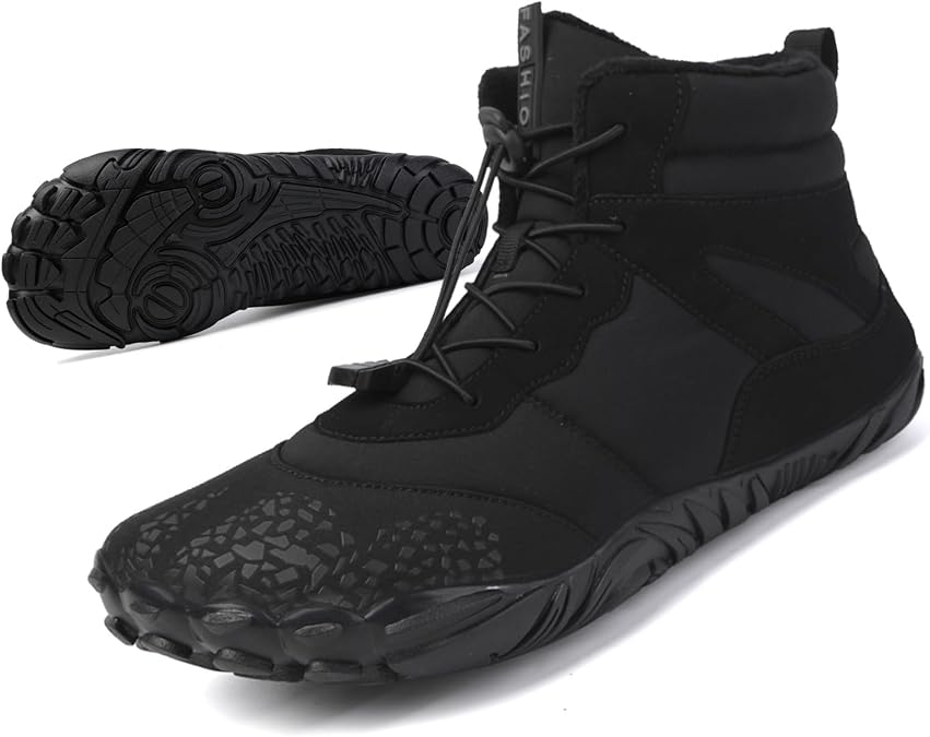 Winter Hike Barefoot boot Shoes for Women Men Waterproof Fleece warmth hiking boots Wide Toe Box Walking shoes -(6801) 41