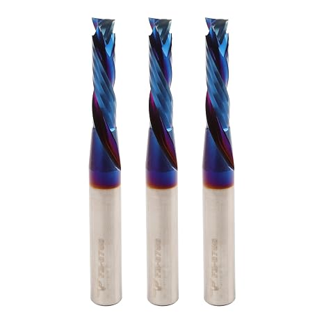 FOOS Nano - Compression Cut Spiral Router Bit Set - Solid Carbide - 1/4 Shanks (3 Pack 1/8")