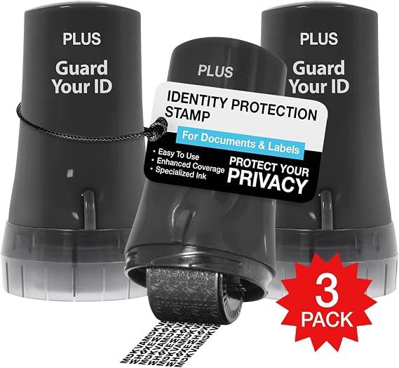 Guard Your ID Identity Theft Protection Roller Stamp, 3-Pack Black