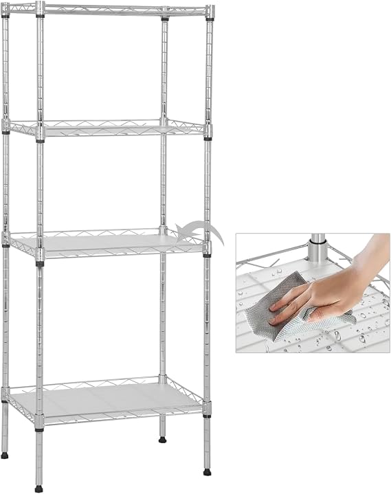 4 Tier Storage Shelves, Adjustable Wire Shelf Rack 18 x 12 x 44