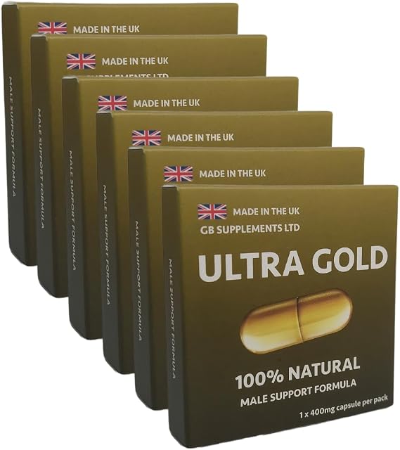 6 x Ultra Gold high Strength Capsules with Delay, 100% Herbal Support Supplement for Men! Male Stamina & Endurance Support, Contains maca, Ginseng & More