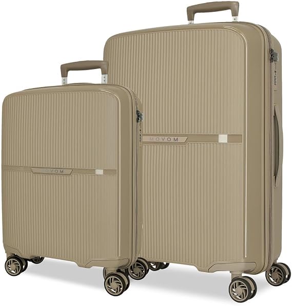 Movom Noon Luggage Set Beige 56/66 cm Rigid 2.8 kg TSA Closure Polypropylene 2.8 kg 125.97L Hand Luggage, Beige, One Size, Suitcase Set