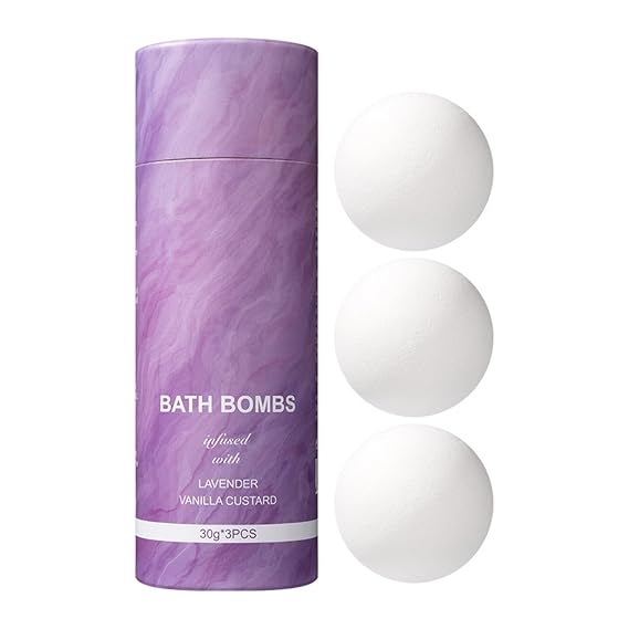 CHICTRY Lavender Vanilla Bath Bombs Set - Cream Scented Fizzies with Shea Butter & Coconut Oil, Bubble Bath Gift for Women Lavender One Size