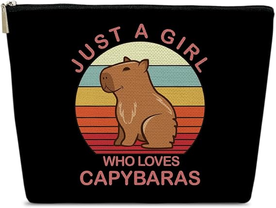 Capybaras Gifts Makeup Bag, Animal Lover Cosmetic Bags for Purse, Gifts for Animal Lovers, Female, Teen Girl, Women Stuff, Just A Girl Who Loves Capybaras