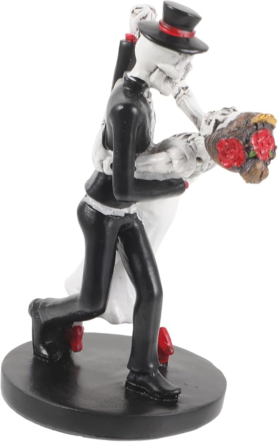 Kichvoe Resin Skeleton Statue Dancing Couple Figurines for Halloween Party Decor Desktop Skeleton Craft