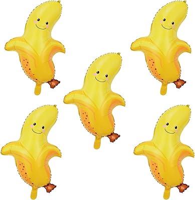 5PCS 28inch Mylar Balloons for Baby Shower - Banana Themed Party Decoration Supplies