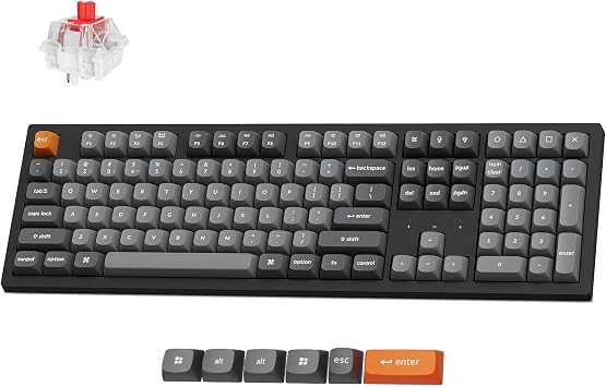 Keychron K10 Max Wireless Custom Mechanical Keyboard, 100% Layout QMK 2.4 GHz Bluetooth Wired White Backlit PBT Keycaps 108 Keys Compatible with Mac Windows Linux