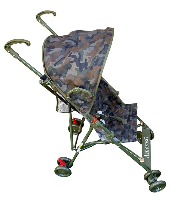 AmorosO Single Umbrella Stroller for Toddler - Travel Stroller for Babies - Sun Protection Cover - Nylon Fabric Material - Metal Frame - PP Plastic Handle Material - Camouflage