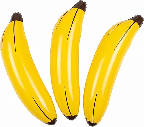 3 Pcs Inflatable Banana,60cm Giant Inflatables Bananas,Inflatable Pool Props,Yellow Blow Up Banana Pool Party Accessories,Tropical Party Decorations for Photo Booth,Water Fun,Summer Events,Hen Parties