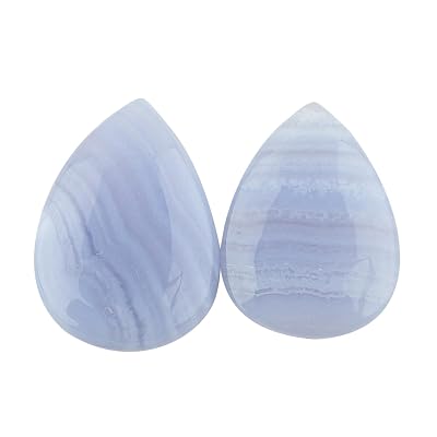 CRYSTALIS AA 2pcs Pear Natural Blue Lace Agate, Loose Gemstone, Wholesale Bulk Cabochons, Jewelry Making Supply, Chakra Healing Polished Stones, Wire Wrapping, DIY, Gem Collection, 22mm