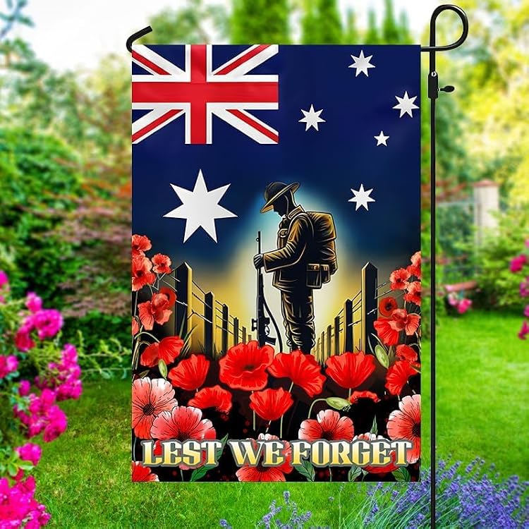Australian Veteran Anzac Day Lest We Forget Flag Yard Flag, Funny Garden Flag