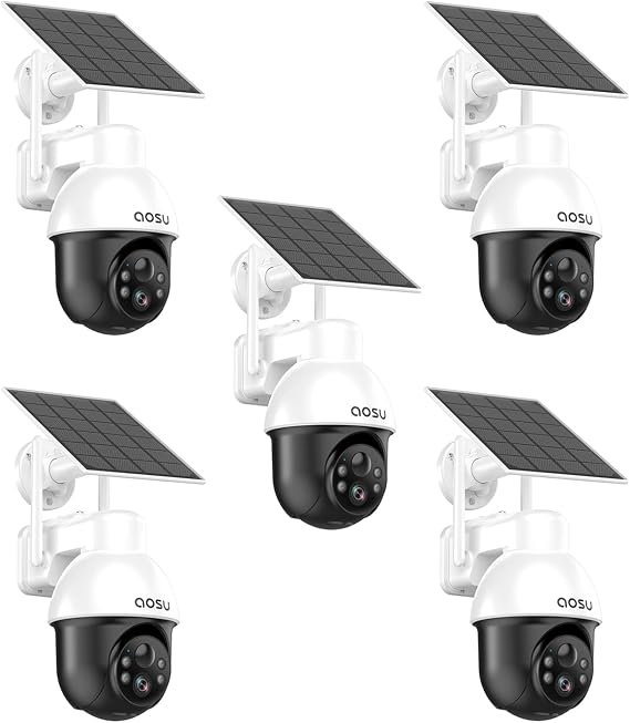 aosu 5MP/3K Solar Security Cameras Wireless Outdoor, View All on the APP, SolarCam D1 SE - 5 Pack