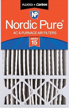 Nordic Pure 16x25x5 (Actual Size: 15 3/4 x 24 3/4 x 4 3/8) Honeywell Replacement Air Filters MERV 15 Plus Carbon 1 Pack