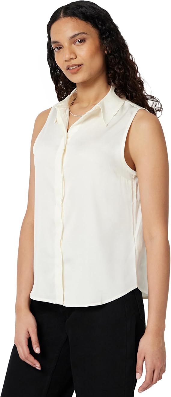 Amazon Essentials Women's Regular-Fit Sleeveless Button-Down Blouse