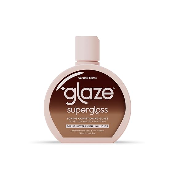 Glaze Supergloss Color Conditioning Gloss With Dispensing Pump Hydrating Semi-Permanent Color Hair Gloss & Shine Boost Vegan, Cruelty-Free 6.4 fl oz - Caramel Lights - Warm Caramel Toner