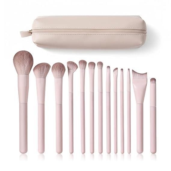Kingtree Travel Makeup Brush Set, 13PCS Portable Makeup Brushes with Pouch