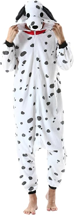 DarkCom Adult Dalmatian Onesie Women Men Pajamas Cosplay Halloween Costume
