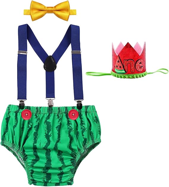 FYMNSI Baby Boy Dinosaur 1st Birthday Outfit Fishing Party Cake Smash Shorts Suspenders Bowtie Hat Dino Photo Props Costume