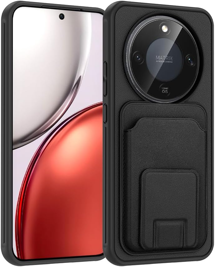 Honor Magic 8 Lite 5G Kılıf Kartlık Bölmeli Darbelere Karşı Koruyucu Silikon Kapak Siyah