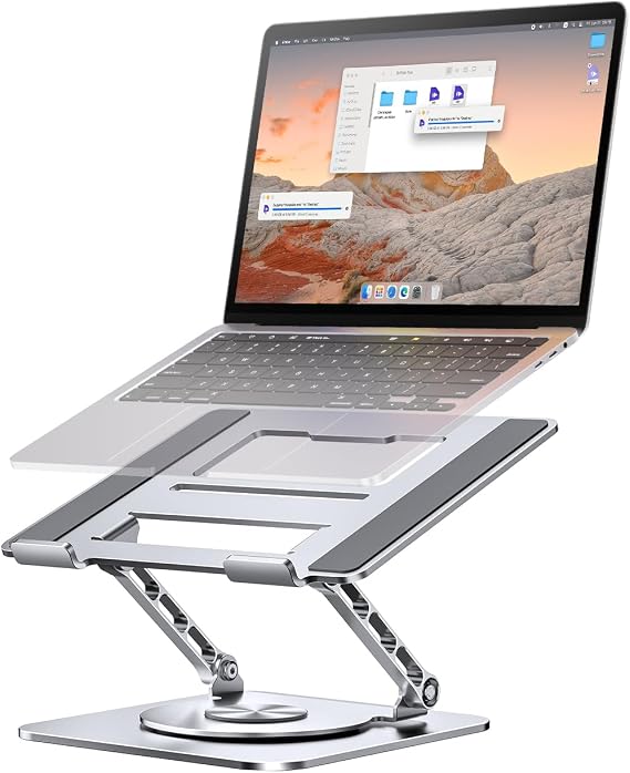 MCHOSE Laptop Stand for Desk, Ergonomic Laptop Riser with 360 Rotating Base, Foldable Notebook Computer Holder Stand Compatible with MacBook Air Pro, Dell XPS, More 10-15" Laptops, Silver
