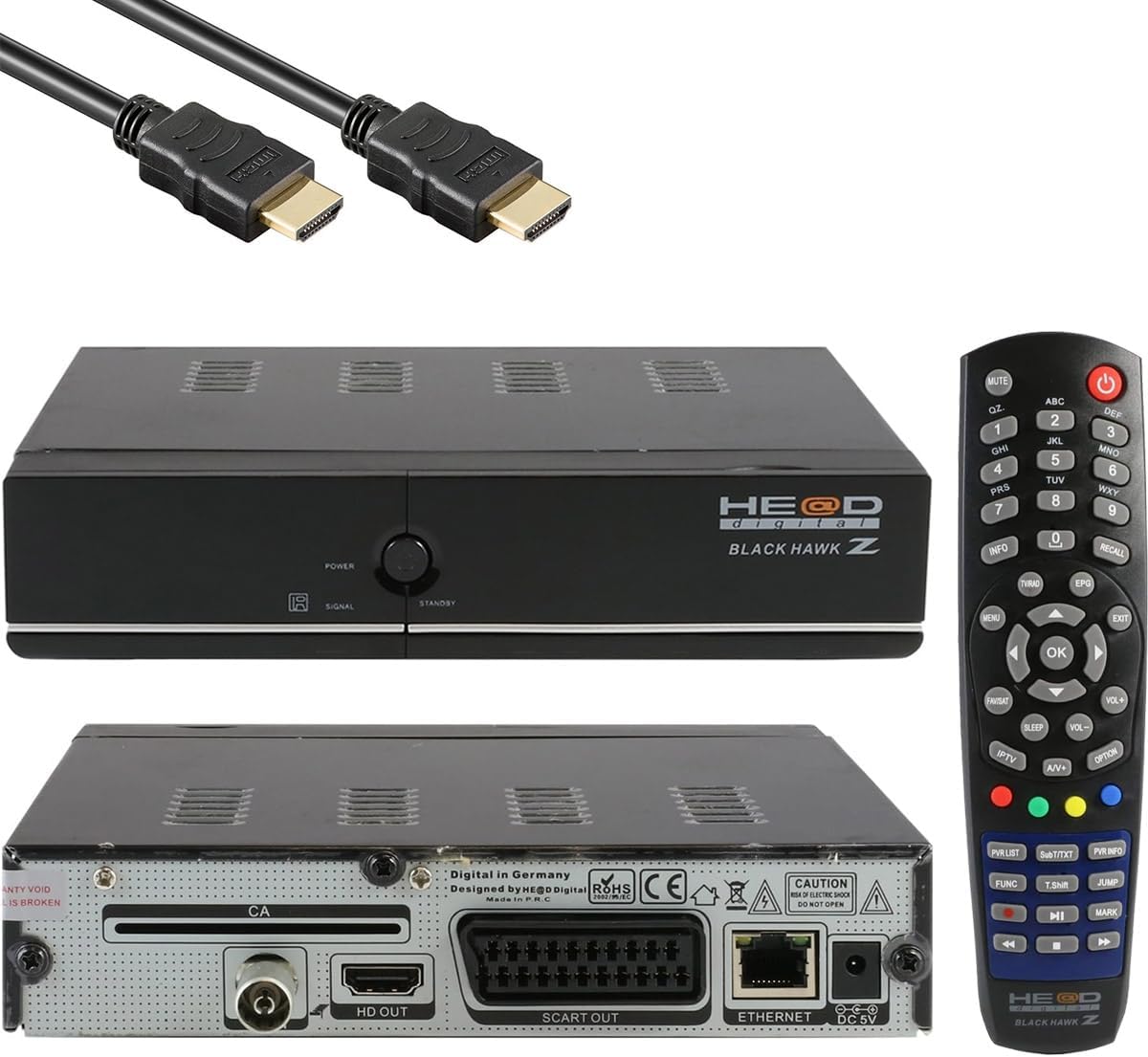 Medialink Head Black Hawk Z Full HD DVB-T2 Receiver 1080p H.265 HDMI USB2.0 SCART Terrestrial 10-Bit Support