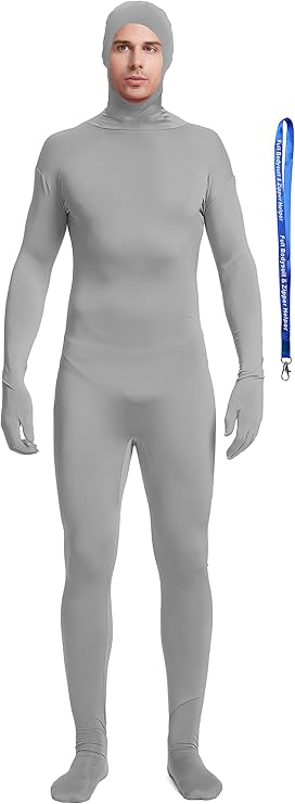 Open Face Bodysuit Include Zipper Helper Adult Unisex Stretchy Zentai Suit Halloween Costume Cosplay Outfit