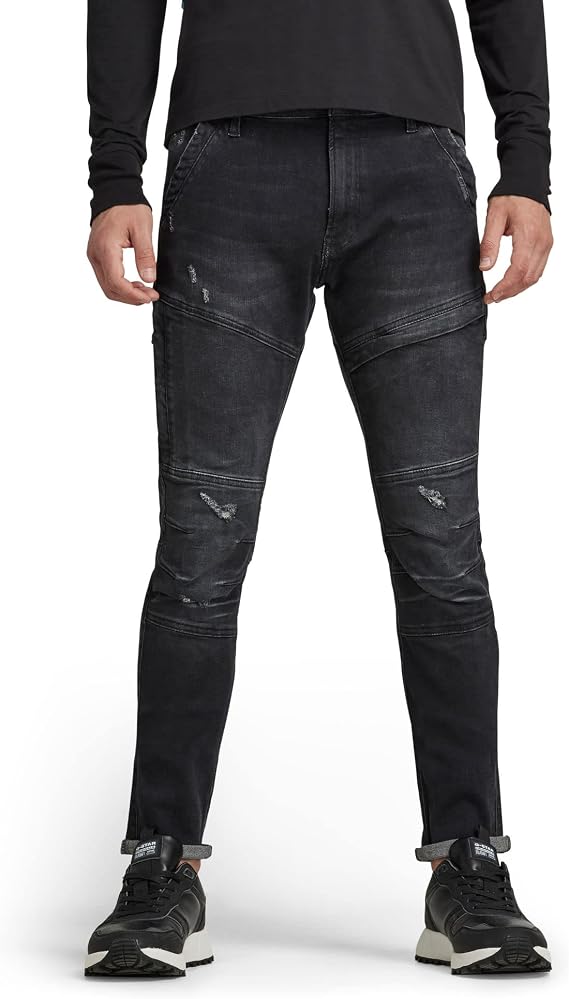 G-Star Raw Men's Rackam 3D Skinny Fit Jean, Medium Aged Grey Destroid, 33W x 34L