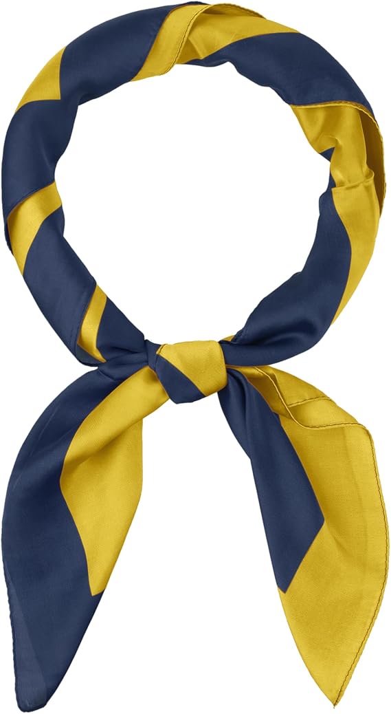 Women Contrast Color 35" Large Scarf, Satin Silk Feeling Symmetrical Square Neckerchief Head Wrap Bandanas