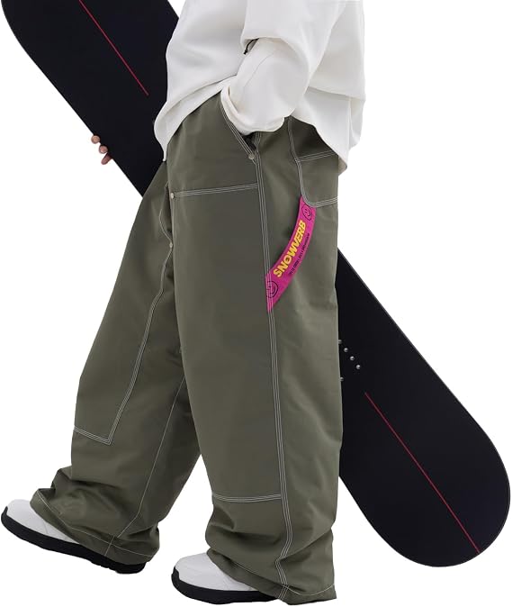 SNOWVERB Women Men Loose Fit Snowboard Ski Snow Pants with Vents Insulated