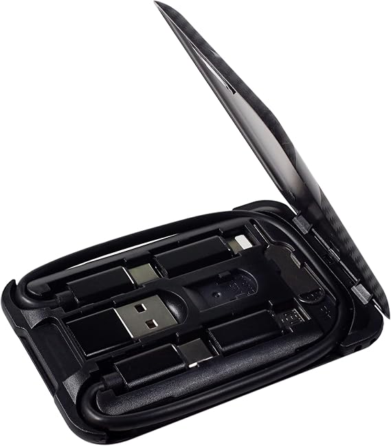 USB Type C to C Charging and Data Transfer Cable with 3 Adapters Combination Set in Credit Card Size Case, Black