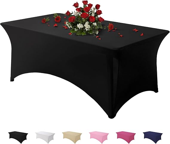 Table Cloth Black 4FT Spandex Stretch Covers for Rectangle Tablecloth