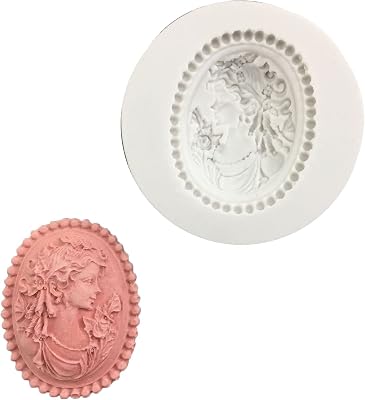 Frame Silicone Molds Victorian-Queens Portrait Seal Baking Mold Chocolate Candy Mold Oval-Frame Fondant Mold Cupcake Silicone Stand Mold for Concrete