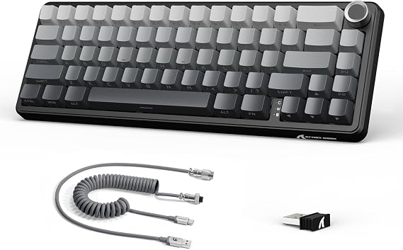 LexonElec x Attack Shark X66 60% Wireless Mechanical Keyboard with Volume Knob, Hot Swappable Gasket Mount, 2.4G/USB-C/BT5.0 Tri-Mode, PBT Keycaps, Mini 66 Keys RGB Gaming Keyboard for Win/Mac-Grey