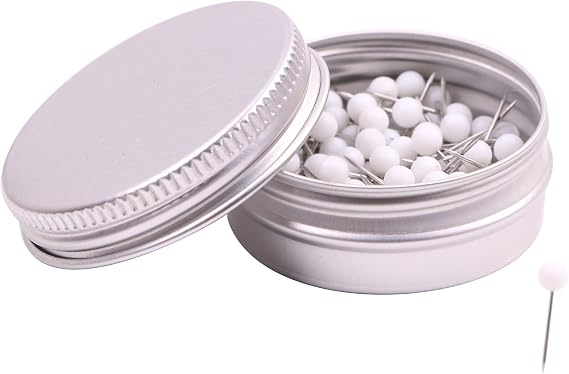 Tupalizy 1/8 Inch Map Tacks DIY Craft Plastic Round Head Push Pins with Steel Point for Cork Boards(White, 100PCS)
